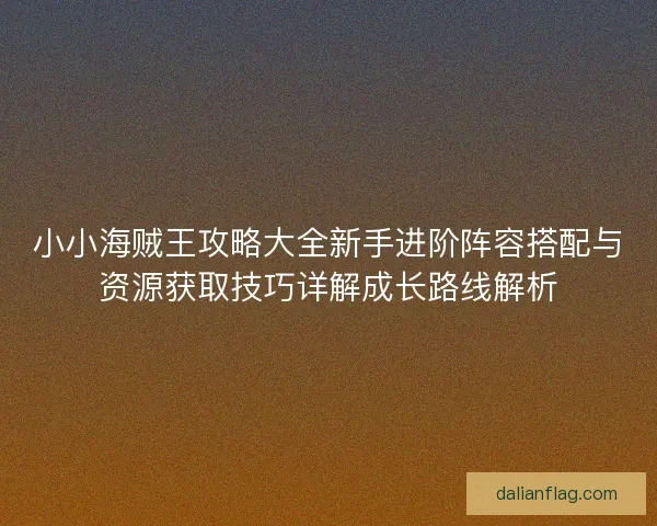小小海贼王攻略大全新手进阶阵容搭配与资源获取技巧详解成长路线解析