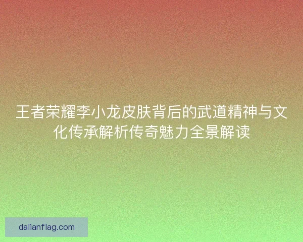 王者荣耀李小龙皮肤背后的武道精神与文化传承解析传奇魅力全景解读