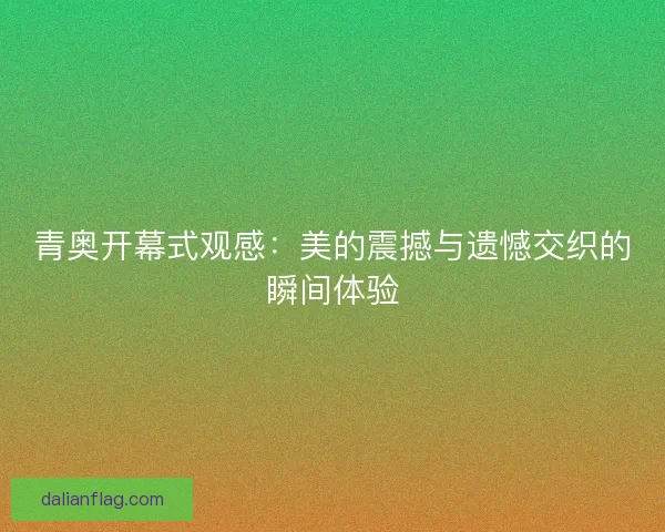 青奥开幕式观感：美的震撼与遗憾交织的瞬间体验